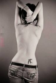 ragazze ritornu schizzi neri criativu animali tatuaggio bird bird