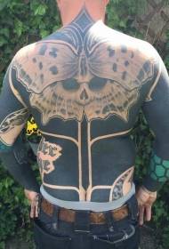 pilnas juodas drugelis kartu su tatuiruotės modeliu