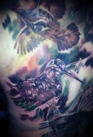 zpět úžasný barevný pták tetování vzor