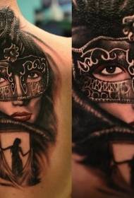 артқы маска жұмбақ әйел татуировкасы үлгісі