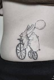 back rabbit mouse bicycle balloon Cartoon line prick tattoo pattern