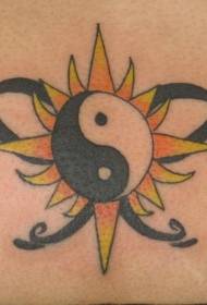 terug sterren en zon yin en yang roddel tattoo patroon