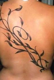 Back black vine leaf tattoo pattern