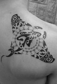 πίσω όμορφο μαύρο φυλών καλαμάρια μοτίβο τατουάζ ταμπού