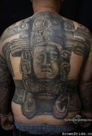 back large black and white tribal stone tattoo pattern