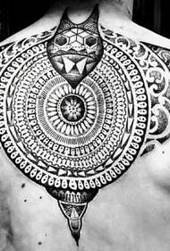 leđa spektakularno crno-bijelo Različiti plemenski ukrasi uzorak tetovaža