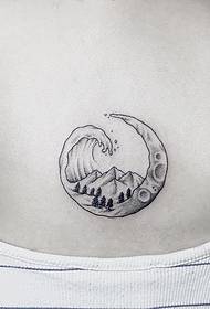 nugaros banglenčių mėnulio taško tatuiruotės tatuiruotės modelis