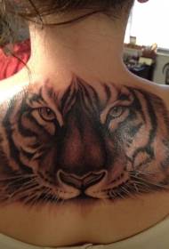 back illustration style realistic realistic tiger avatar tattoo pattern