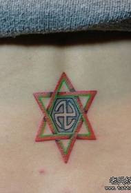 girl's waist a color totem six-star tattoo Pattern