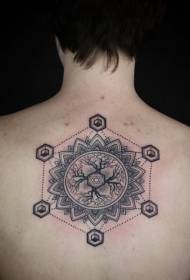 Back black mysterious tribal decorative floral tattoo pattern