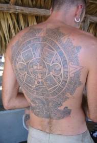 rov qab loj Aztec zeb tattoo qauv