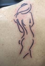 i-minimalist line tattoo intombazane emuva isithombe se-minimalist tattoo