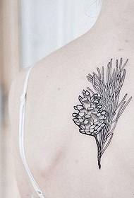 esquena patró de tatuatge de línia de planta fresca