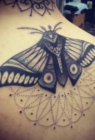 point thorn style black butterfly back tattoo pattern