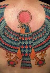 old school back multicolored Egyptian eagle tattoo pattern