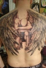 dječaci leđa crna siva skica kreativna krila portret dominirajuće slike tetovaža