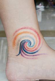 foot multicolored small wave tattoo pattern