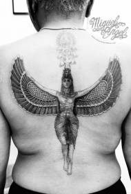 nazaj črno-bela skrivnostna ženska z vzorcem tatoo s krili