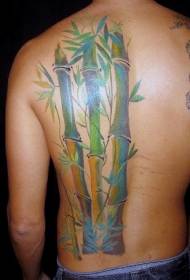 back classic natural color bamboo forest tattoo pattern