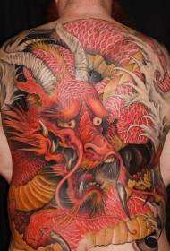 back Japanese style color fantasy dragon tattoo pattern