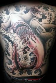späť nová škola farebný krvavý žralok tetovanie vzor