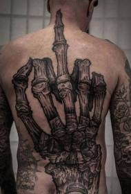 back realistic amazing skull hand tattoo pattern