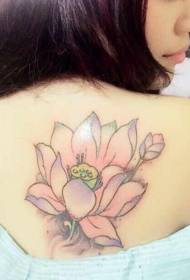 girls back fresh and elegant lotus painting tattoo pattern