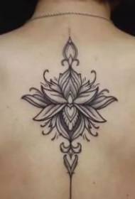 girls back spine super beautiful lotus flower tattoo figure