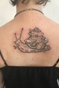 small animal tattoo girl back snail and frog tattoo picture