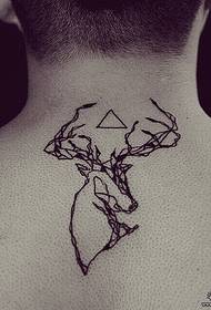 back simple elk line tattoo pattern