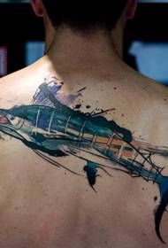 de volta patrón de tatuaje de peixes mariños coloridos de estilo moderno