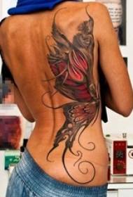 girls back painted sketch creative personality domineering butterfly large area tattoo pictures