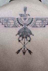 Zurück Stammes-Stil schwarz stachelig gravierte vogelförmige dekorative Tattoo-Muster
