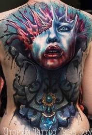 назад ново училиште Насликана крвава жена портрет шема на тетоважи