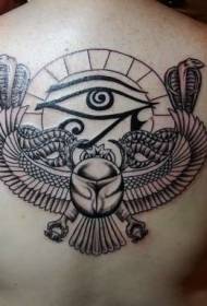Back Egyptian-themed Horus Eye and Cobra Tattoo Pattern