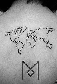 Wzór tatuażu na plecach minimalistycznej mapy totemowej
