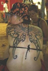 back pattern linea nera tatuaggio ala farfalla modello
