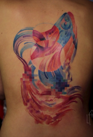 back style ng watercolor na magagandang pattern ng tattoo ng isda