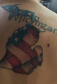 Ameriška zastava tatoo moški nazaj Slika ameriške zastave tetovaža