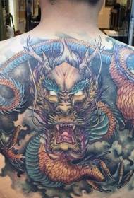 padrão de tatuagem de personalidade de dragão grande de costas coloridas