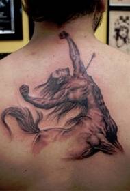 back beautiful colored centaur and arrow tattoo pattern