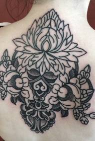 nazaj čudovit črn prick čudovit cvetlični vzorec tatoo