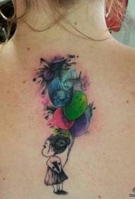 назад мультфільм повітряна куля дівчина пофарбовані татуювання візерунок