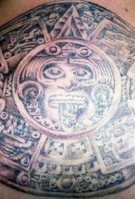 назад Ацтечки календар камен тетоважа шема 73513 - Назад Ацтек уметност птица тетоважа шема