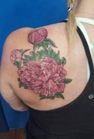 Dibuix de aquarel·la pintat a l'esquena creatives belles fotografies de tatuatges de flors