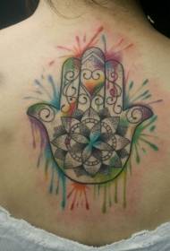 back simple color Stinging Fatima Hand Tattoo Pattern