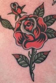 literature flower tattoo girl Back rose tattoo picture