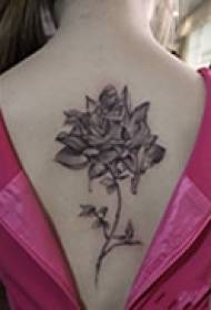 Girls back art rose pattern tattoo