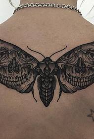 back European and American skull moth sting tattoo pattern