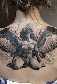 girls Europe and America back angel tattoo pattern